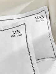 Set of 2 Black/White Mr and Mrs Est 2025 Wedding Oxford Pillowcases - Image 3 of 5