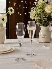 Set of 2 Mr and Mrs Country Wedding Champagne Flutes - Image 1 of 4