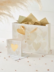 Natural Mr and Mrs Country Wedding Gift Bag and Card Set - Image 1 of 3