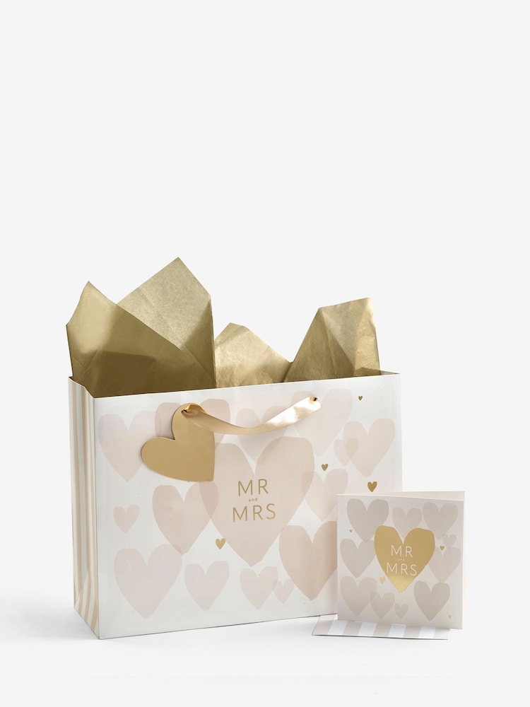 Natural Mr and Mrs Country Wedding Gift Bag and Card Set - Image 3 of 3