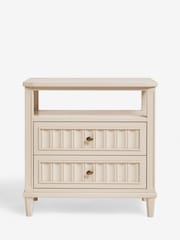 Nina Campbell Putty Willis 2 Drawer Wide Bedside Table - Image 1 of 3