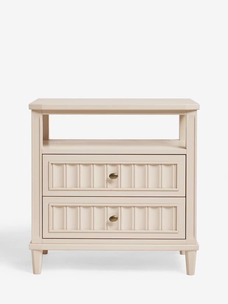 Nina Campbell Putty Willis 2 Drawer Wide Bedside Table - Image 1 of 3