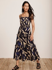 Mint Velvet Blue Animal Print Midi Dress - Image 1 of 4