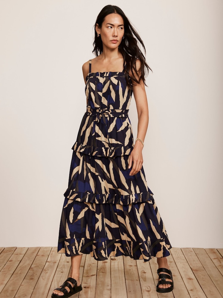 Mint Velvet Blue Animal Print Midi Dress - Image 1 of 4
