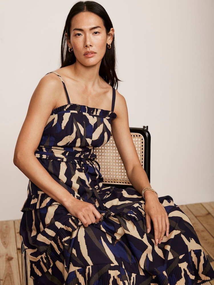 Mint Velvet Blue Animal Print Midi Dress - Image 2 of 4