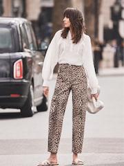 Mint Velvet Brown Leopard Print Straight Cargo Jeans - Image 1 of 4
