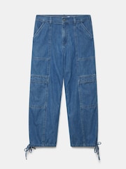 Mint Velvet Blue 100% Cotton Wash Parachute Jeans - Image 3 of 4