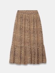 Mint Velvet Brown Leopard Print Ruffle Maxi Skirt - Image 3 of 4