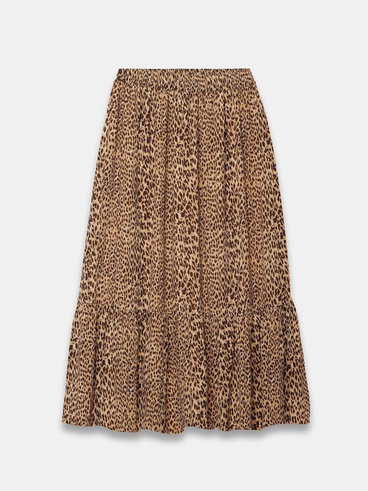 Buy Mint Velvet Brown Leopard Print Ruffle Maxi Skirt from the