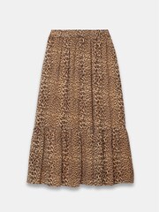 Mint Velvet Brown Leopard Print Ruffle Maxi Skirt - Image 4 of 4