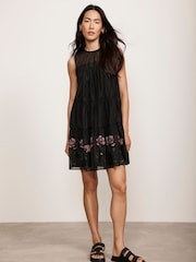 Mint Velvet Black Floral Print Mini Dress - Image 1 of 4