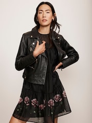 Mint Velvet Black Floral Print Mini Dress - Image 2 of 4