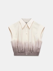 Mint Velvet Cream Ombre Cropped 100% Cotton Shirt - Image 3 of 4