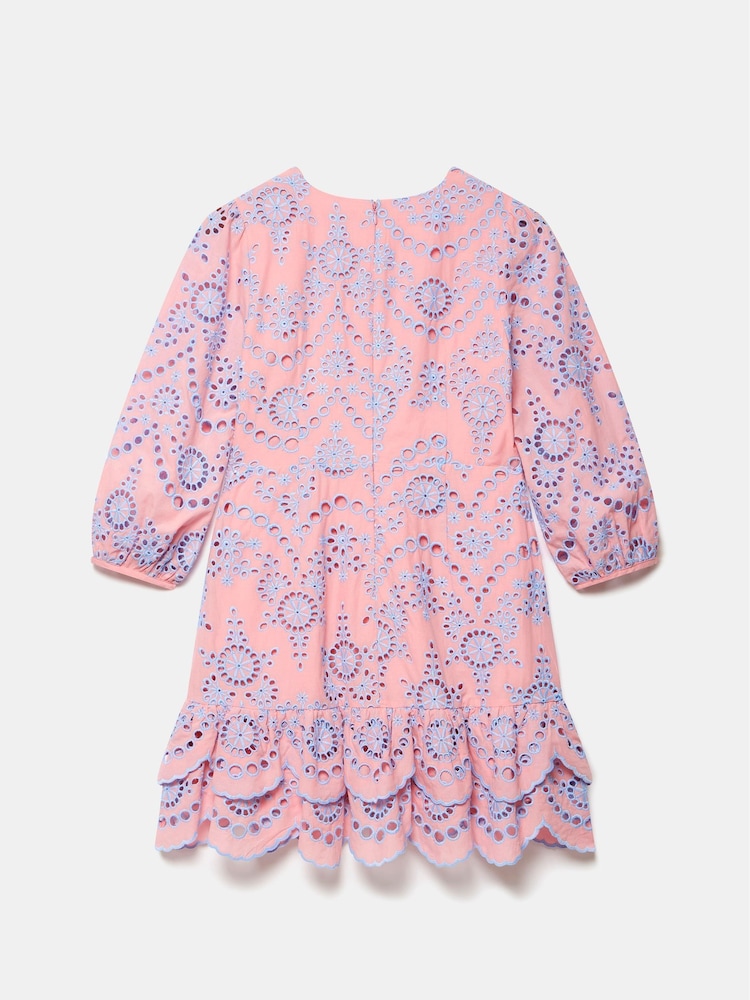 Mint Velvet Pink Broderie Anglaise Mini 100% Cotton Dress - Image 4 of 4
