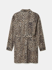 Mint Velvet Brown Leopard Print Denim Mini Shirt Dress - Image 4 of 4