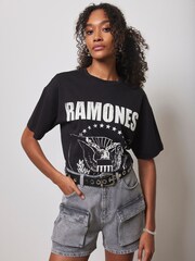 Mint Velvet Black Ramones Graphic T-Shirt - Image 1 of 4