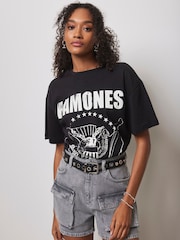 Mint Velvet Black Ramones Graphic T-Shirt - Image 2 of 4