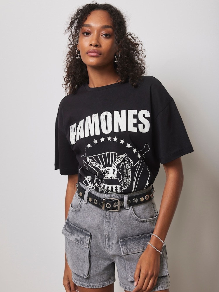 Mint Velvet Black Ramones Graphic T-Shirt - Image 2 of 4