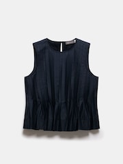 Mint Velvet Blue Cotton Peplum Top - Image 3 of 4