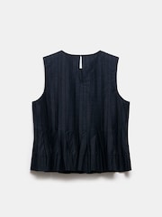 Mint Velvet Blue Cotton Peplum Top - Image 4 of 4
