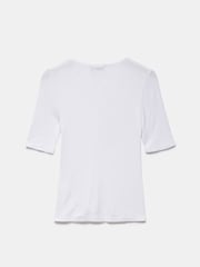 Mint Velvet White Ribbed Henley Top - Image 4 of 4