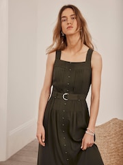 Mint Velvet Green Pinafore Midi Dress - Image 2 of 4