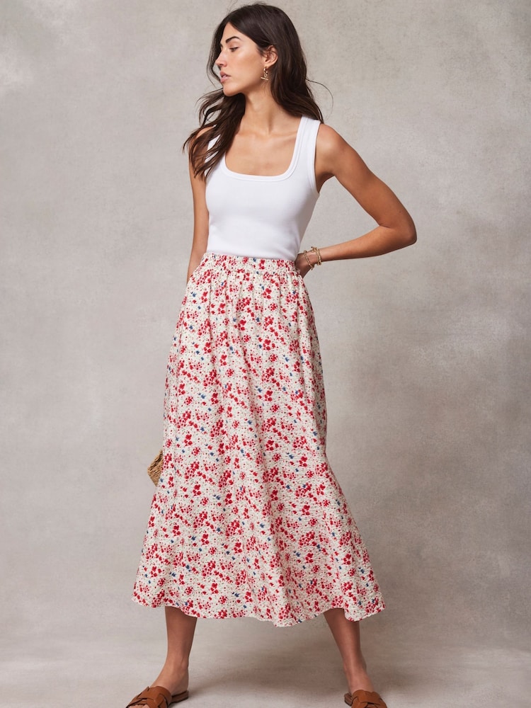 Buy Mint Velvet Red Floral Print Maxi Skirt from the Next UK
