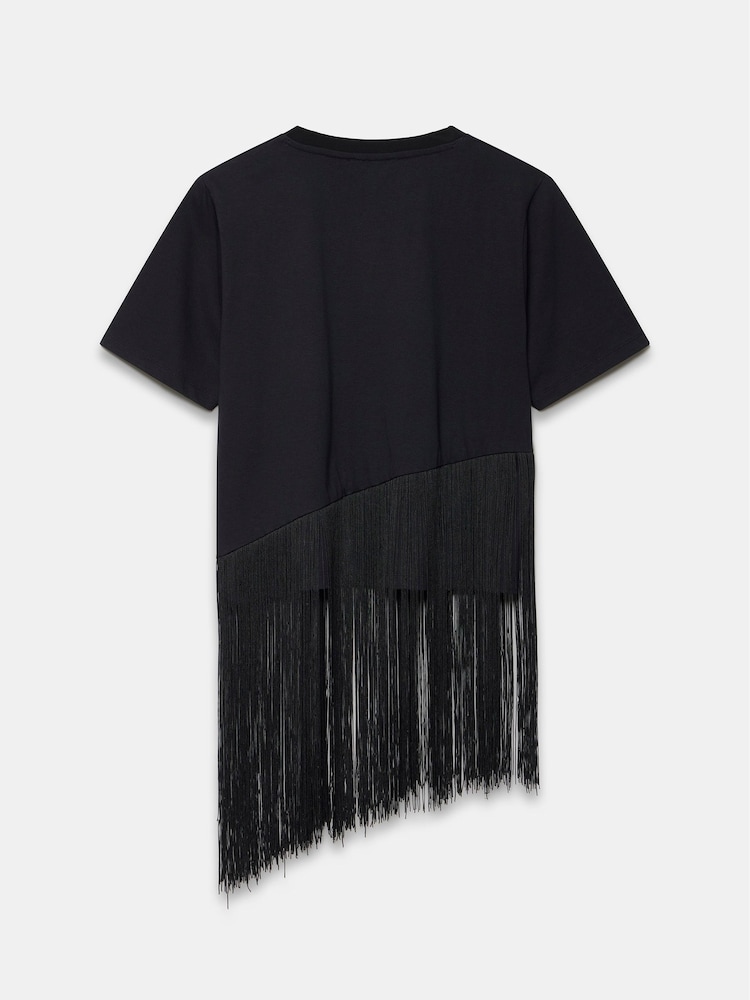Mint Velvet Black Fringed T-Shirt - Image 4 of 4