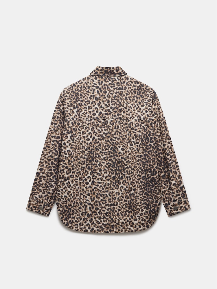Mint Velvet Brown Leopard Print Denim Shacket - Image 4 of 4