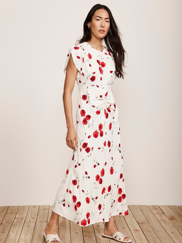Mint Velvet Red Floral Midi Dress - Image 1 of 4