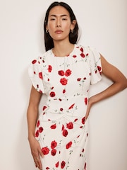 Mint Velvet Red Floral Midi Dress - Image 2 of 4