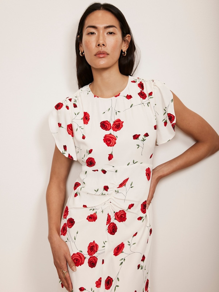 Mint Velvet Red Floral Midi Dress - Image 2 of 4
