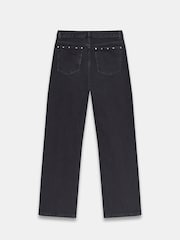 Mint Velvet Black Washed Studded Wide Jeans - Image 4 of 4