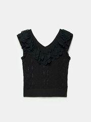 Mint Velvet Black Ruffle Knit Top - Image 3 of 4