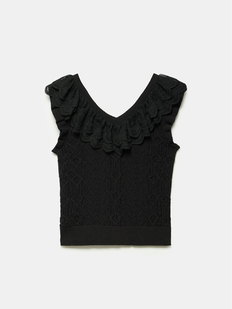 Mint Velvet Black Ruffle Knit Top - Image 4 of 4