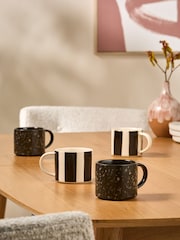 MADE.COM Set of 4 Black/White Jovi Hand Painted Stacking Mugs - Image 1 of 5