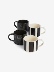 MADE.COM Set of 4 Black/White Jovi Hand Painted Stacking Mugs - Image 5 of 5