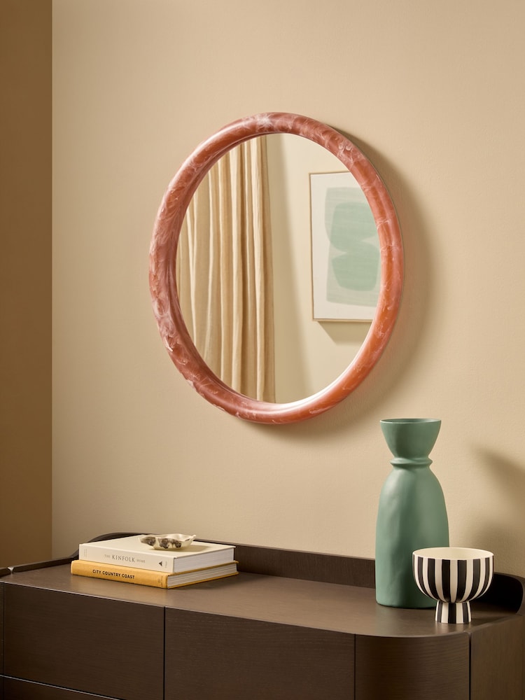 MADE.COM Coral Red Nina Resin Mirror - Image 1 of 4