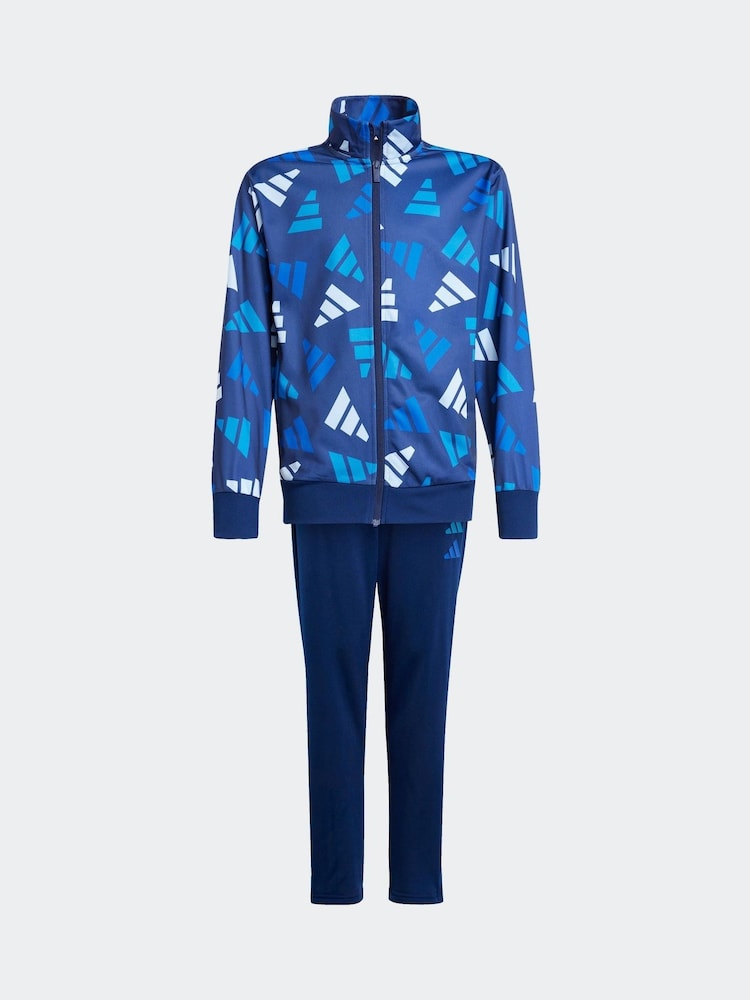 adidas Blue All Over Print Tracksuit - Image 5 of 7