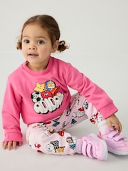 adidas Pink Essentials Infant Fun All-Over Print Tracksuit - Image 1 of 13