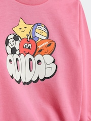 adidas Pink Essentials Infant Fun All-Over Print Tracksuit - Image 11 of 13