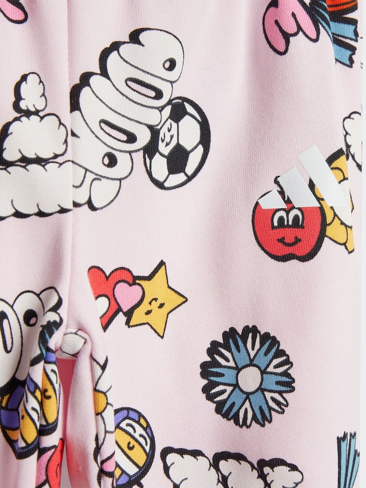 adidas Pink Essentials Infant Fun All-Over Print Tracksuit - Image 13 of 13