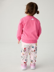 adidas Pink Essentials Infant Fun All-Over Print Tracksuit - Image 3 of 13