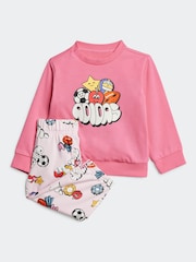 adidas Pink Essentials Infant Fun All-Over Print Tracksuit - Image 7 of 13