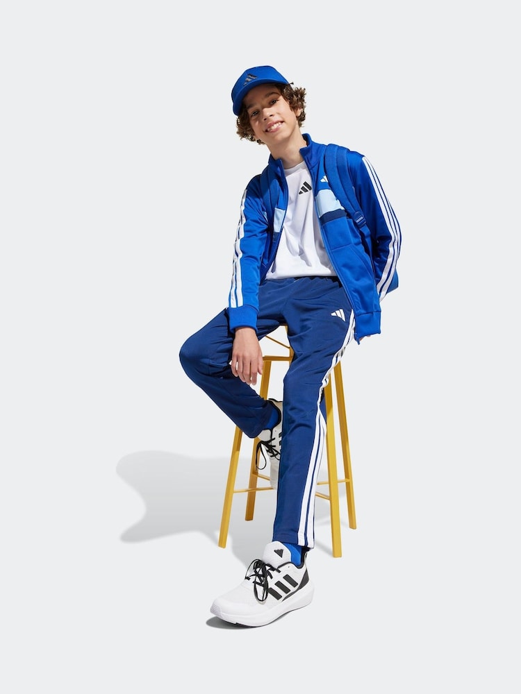 adidas Blue Seasonal Essentials Tiberio 3-Stripes Tricot Kids Tracksuit - Image 1 of 6