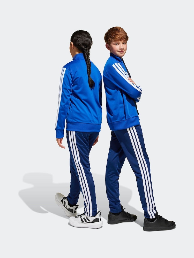 adidas Blue Seasonal Essentials Tiberio 3-Stripes Tricot Kids Tracksuit - Image 4 of 6