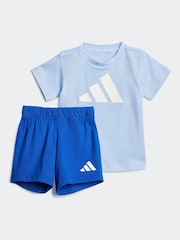 adidas Blue Essentials 100% Cotton Shorts and T-Shirt Set - Image 1 of 7