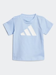 adidas Blue Essentials 100% Cotton Shorts and T-Shirt Set - Image 2 of 7