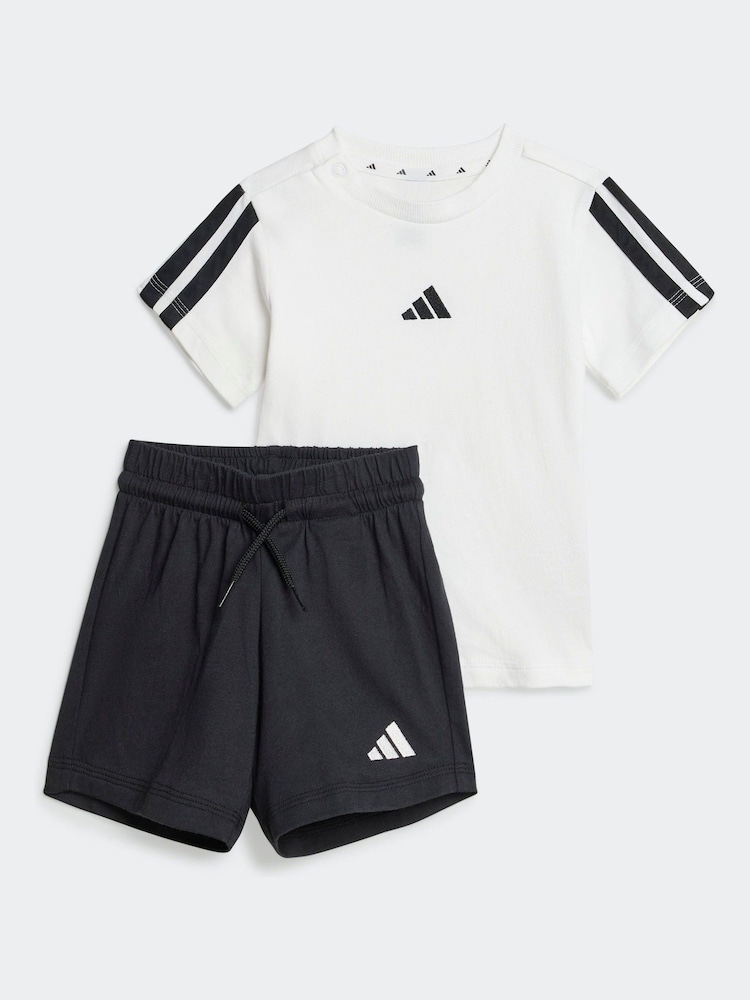 adidas White Essentials 100% Cotton Shorts and T-Shirt Set - Image 1 of 7