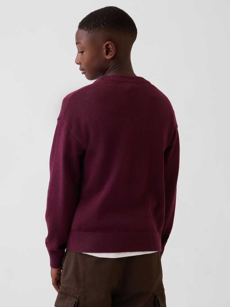 Burgundy - Gap Relaxed Jumper (4-13år) - Bild 2 av 5